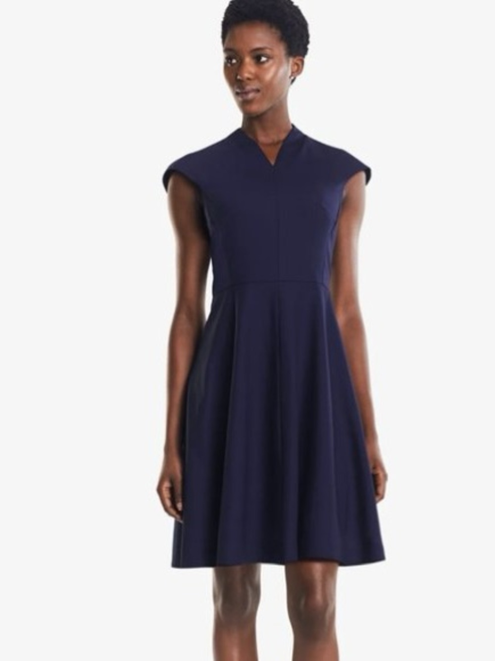 M.M. LaFleur The Ruth Navy Blue Tailored A-Line Dress Wool Size 8